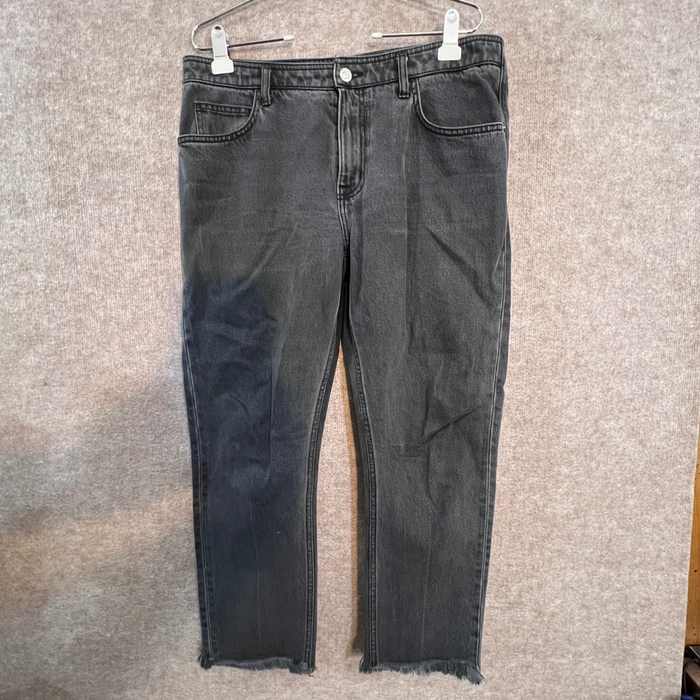 Current/Elliott Jeans Womens 30 Black Raw Frayed Hem Straight Leg Denim Grunge